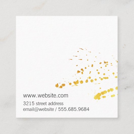 Elegant Professional Cursive/Gold Splatter Vierkante Visitekaartje (Achterkant)