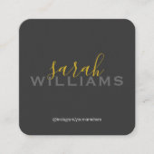 Elegant Professional Cursive / Grijs Vierkante Visitekaartje (Voorkant)