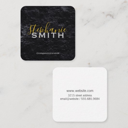 Elegant Professional Cursive / Slate Vierkante Visitekaartje (Voorkant / Achterkant)