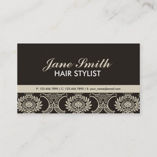 Elegant Professional  Damask Floral Pattern Visitekaartje (Voorkant)