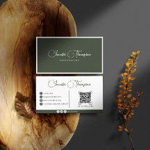 Elegant Professional Dark Green Script QR-code