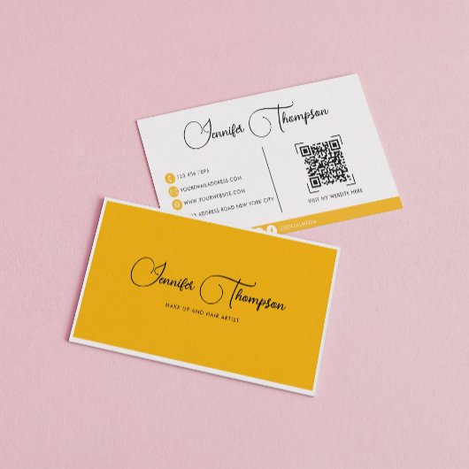 Elegant Professional Dark Green Script QR-code Visitekaartje