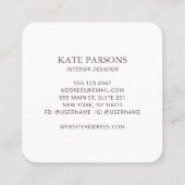 Elegant Professional Designer Minimalistisch Linen Vierkante Visitekaartje (Achterkant)