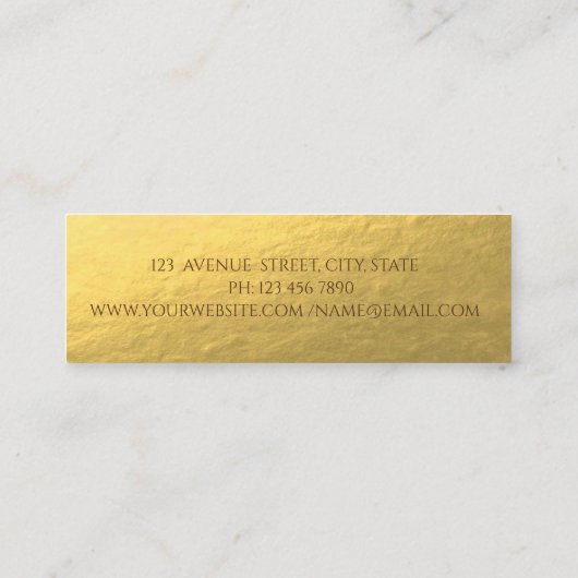 Elegant Professional, Faux Gold Lips Mini Visitekaartje (Achterkant)
