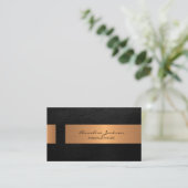 Elegant professional faux gold metallic black visitekaartje (Staand voorkant)