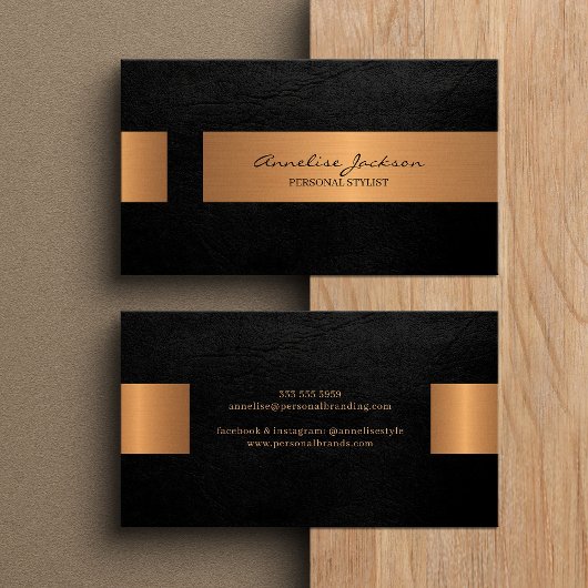 Elegant professional faux gold metallic black visitekaartje