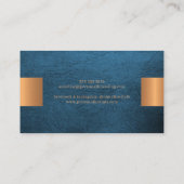 Elegant professional faux gold metallic blue visitekaartje (Achterkant)