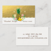 Elegant Professional, Faux Gold, Pineapple Flowers Visitekaartje (Voorkant / Achterkant)