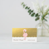 Elegant Professional, Faux Gold, Roze Flamingo Cro Visitekaartje (Staand voorkant)