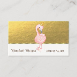 Elegant Professional, Faux Gold, Roze Flamingo Cro Visitekaartje