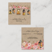 Elegant Professional Floral Hair Stylist Coral Vierkante Visitekaartje (Voorkant / Achterkant)