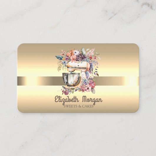 Elegant Professional Floral Mixer Stripe Gold Visitekaartje (Voorkant)