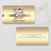 Elegant Professional Floral Mixer Stripe Gold Visitekaartje (Voorkant / Achterkant)