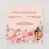 Elegant Professional Floral Weddenschap Fotograaf Vierkante Visitekaartje (Achterkant)