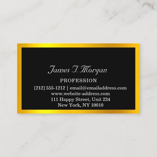 Elegant Professional Framed Logo Black VIP Gold Visitekaartje (Achterkant)