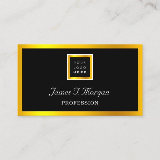 Elegant Professional Framed Logo Black VIP Gold Visitekaartje (Voorkant)