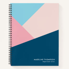 Elegant Professional Geometric Pink Navy Blue Notitieboek