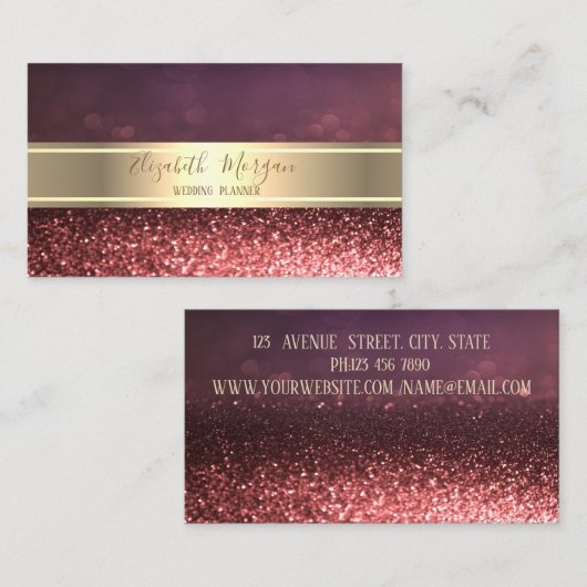 Elegant Professional Glitter Bokeh, Gold Stripe Visitekaartje (Voorkant / Achterkant)