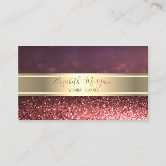 Elegant Professional Glitter Bokeh, Gold Stripe Visitekaartje (Voorkant)