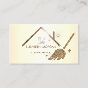 Elegant Professional Glitter Broom House Visitekaartje