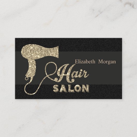 Elegant Professional Glitter Hairdryer Visitekaartje (Voorkant)