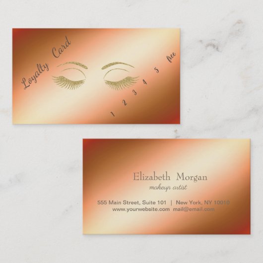 Elegant Professional Glitter Lashes Loyalty Kaart (Voorkant / Achterkant)
