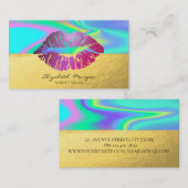 Elegant Professional Glitter Lips Holographic Visitekaartje (Voorkant / Achterkant)