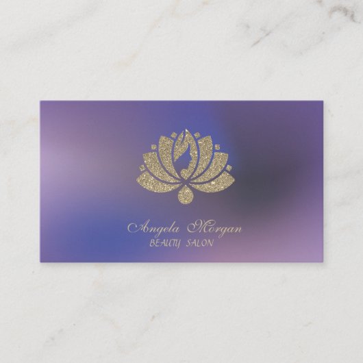 Elegant Professional Glitter Lotus Flower Purple Visitekaartje (Voorkant)