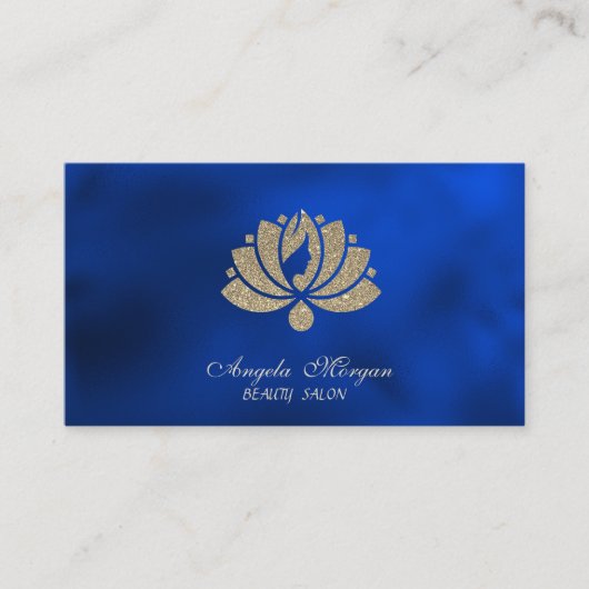 Elegant Professional Glitter Lotus Royal Blue Visitekaartje (Voorkant)