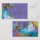 Elegant Professional Gold Blue Paars Periwinkle Visitekaartje (Voorkant / Achterkant)