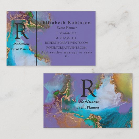 Elegant Professional Gold Blue Paars Periwinkle Visitekaartje (Voorkant / Achterkant)