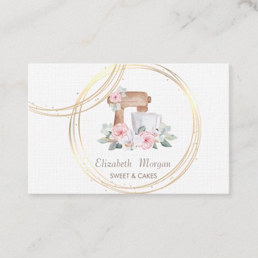 Elegant Professional Gold Circles Cake Mixer Visitekaartje (Voorkant)