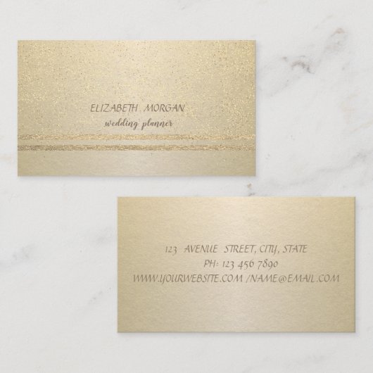 Elegant, Professional, Gold Confetti Visitekaartje (Voorkant / Achterkant)