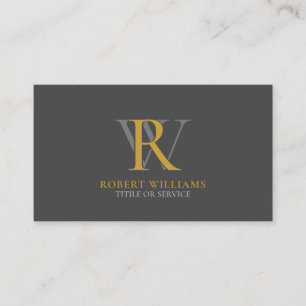 Elegant Professional Gold Dark Gray Monogram Visitekaartje