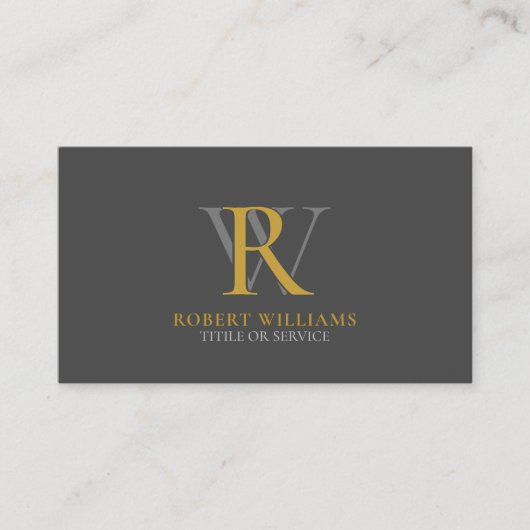 Elegant Professional Gold Dark Gray Monogram Visitekaartje (Voorkant)