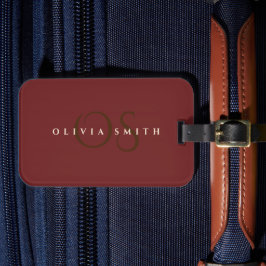 Elegant Professional Gold en Bourgogne Monogram Bagagelabel