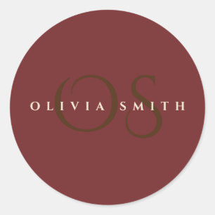 Elegant Professional Gold en Bourgogne Monogram Ronde Sticker