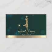 Elegant Professional Gold Glitter Yoga Girl Green Visitekaartje (Voorkant)