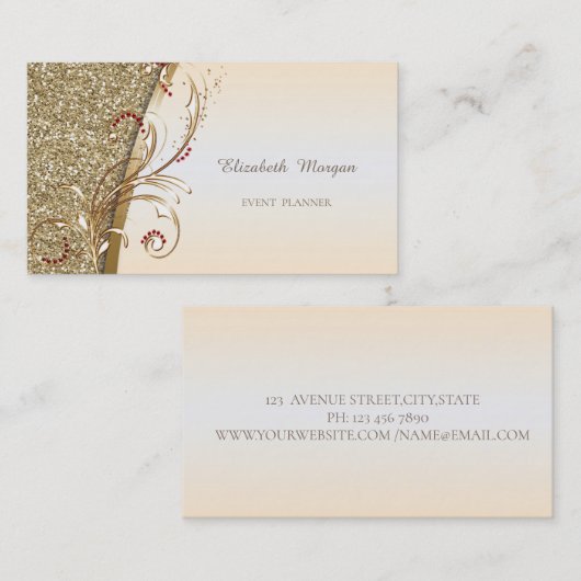 Elegant Professional Gold Glittery Visitekaartje (Voorkant / Achterkant)