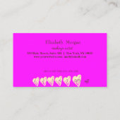 Elegant Professional Gold Hearts roze fluoresceren Klantenkaartje (Achterkant)