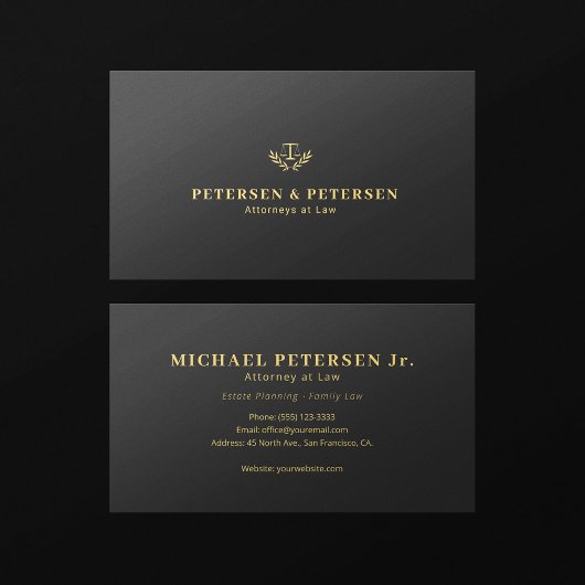 Elegant professional gold logo law firm lawyer visitekaartje