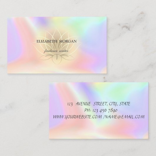 Elegant Professional Gold Lotus, holografisch Visitekaartje (Voorkant / Achterkant)