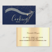 Elegant Professional, Gold, Navy Blue, Whisk, Koke Visitekaartje (Voorkant / Achterkant)