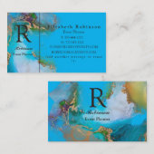 Elegant Professional Gold Sky Blue Marble Business Visitekaartje (Voorkant / Achterkant)