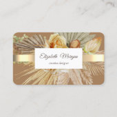 Elegant Professional Gold Stripe Boho Flowers Visitekaartje (Voorkant)