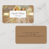 Elegant Professional Gold Stripe Boho Flowers Visitekaartje (Voorkant / Achterkant)