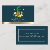 Elegant Professional Gold Stripe Pineappelbloemen Visitekaartje (Voorkant / Achterkant)