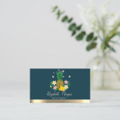 Elegant Professional Gold Stripe Pineappelbloemen Visitekaartje (Staand voorkant)
