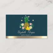Elegant Professional Gold Stripe Pineappelbloemen Visitekaartje (Voorkant)