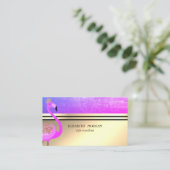 Elegant Professional Gold, Stripes, Roze Flamingo Visitekaartje (Staand voorkant)